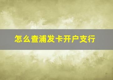 怎么查浦发卡开户支行