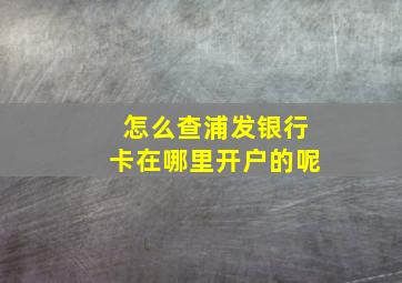 怎么查浦发银行卡在哪里开户的呢