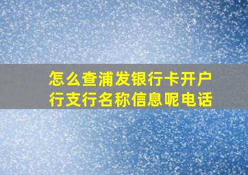 怎么查浦发银行卡开户行支行名称信息呢电话