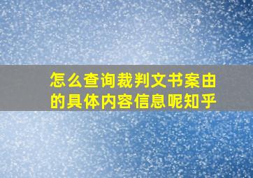 怎么查询裁判文书案由的具体内容信息呢知乎