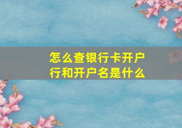 怎么查银行卡开户行和开户名是什么