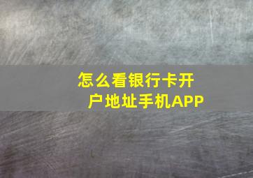 怎么看银行卡开户地址手机APP