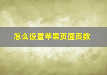 怎么设置苹果页面页数