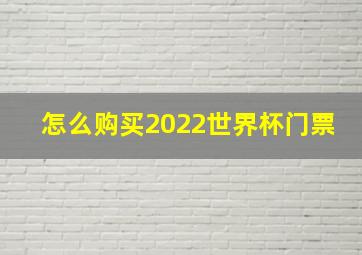 怎么购买2022世界杯门票