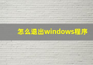 怎么退出windows程序