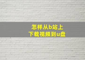 怎样从b站上下载视频到u盘