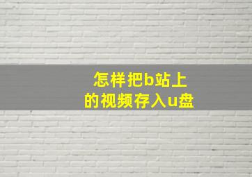 怎样把b站上的视频存入u盘