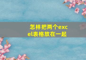 怎样把两个excel表格放在一起