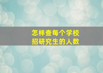 怎样查每个学校招研究生的人数