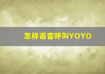 怎样语音呼叫YOYO