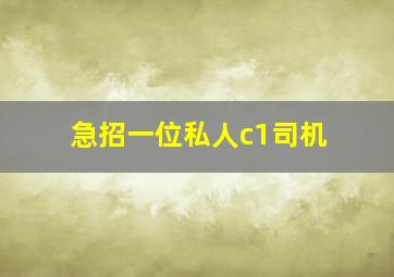 急招一位私人c1司机