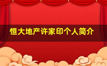 恒大地产许家印个人简介