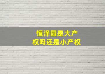 恒泽园是大产权吗还是小产权