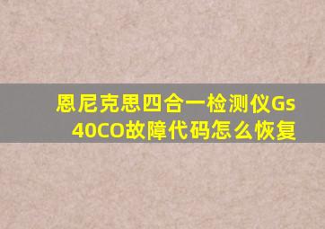 恩尼克思四合一检测仪Gs40CO故障代码怎么恢复