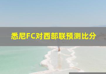 悉尼FC对西部联预测比分