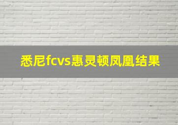 悉尼fcvs惠灵顿凤凰结果