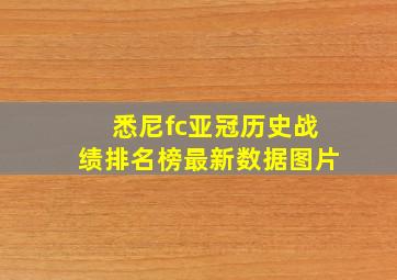 悉尼fc亚冠历史战绩排名榜最新数据图片