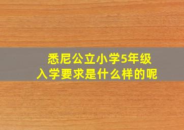 悉尼公立小学5年级入学要求是什么样的呢