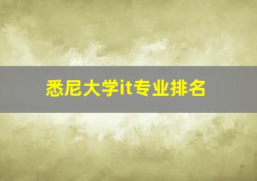 悉尼大学it专业排名