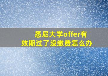 悉尼大学offer有效期过了没缴费怎么办