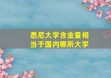 悉尼大学含金量相当于国内哪所大学