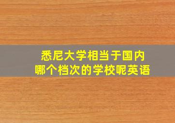 悉尼大学相当于国内哪个档次的学校呢英语