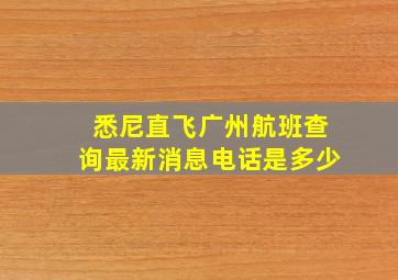 悉尼直飞广州航班查询最新消息电话是多少