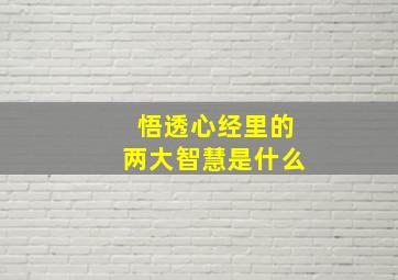 悟透心经里的两大智慧是什么