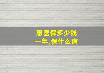 惠医保多少钱一年,保什么病