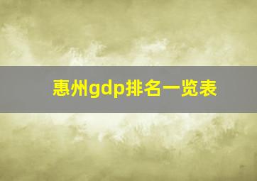 惠州gdp排名一览表