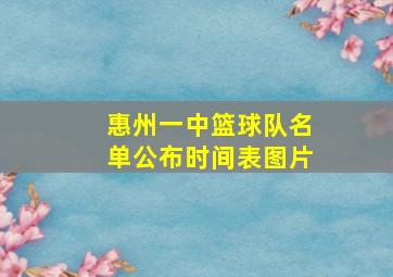 惠州一中篮球队名单公布时间表图片