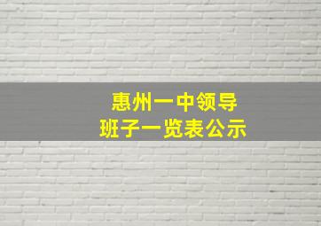 惠州一中领导班子一览表公示