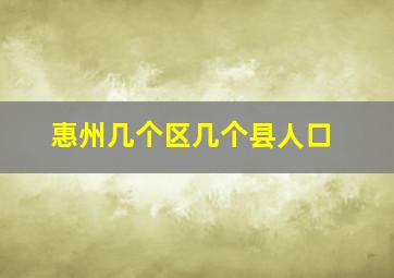 惠州几个区几个县人口