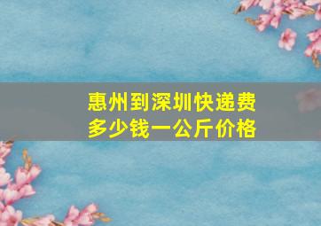 惠州到深圳快递费多少钱一公斤价格