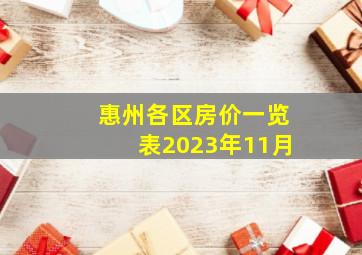 惠州各区房价一览表2023年11月