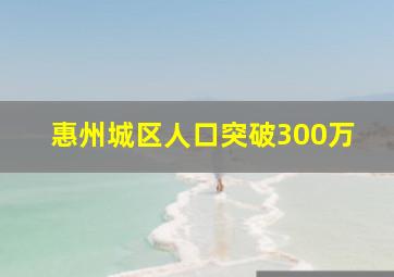 惠州城区人口突破300万