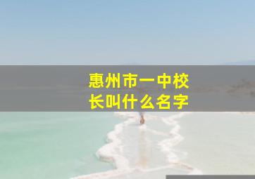 惠州市一中校长叫什么名字