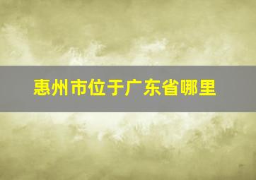 惠州市位于广东省哪里