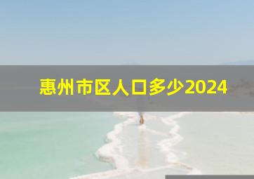 惠州市区人口多少2024