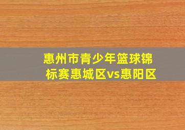 惠州市青少年篮球锦标赛惠城区vs惠阳区