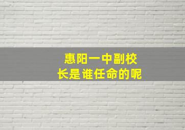 惠阳一中副校长是谁任命的呢