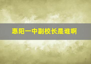 惠阳一中副校长是谁啊