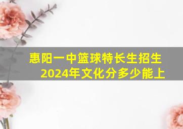 惠阳一中篮球特长生招生2024年文化分多少能上