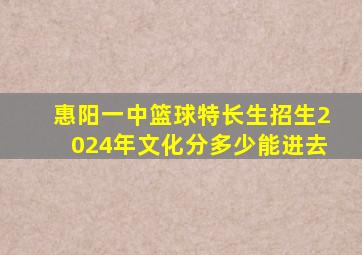 惠阳一中篮球特长生招生2024年文化分多少能进去