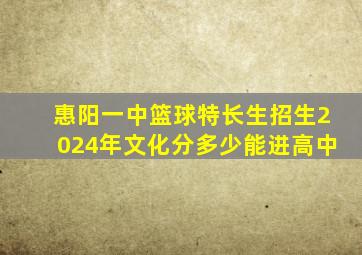 惠阳一中篮球特长生招生2024年文化分多少能进高中