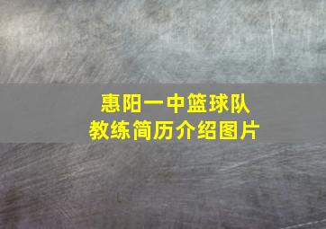 惠阳一中篮球队教练简历介绍图片