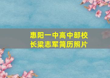 惠阳一中高中部校长梁志军简历照片