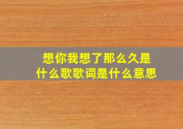 想你我想了那么久是什么歌歌词是什么意思