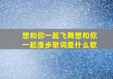 想和你一起飞舞想和你一起漫步歌词是什么歌