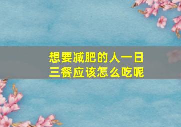 想要减肥的人一日三餐应该怎么吃呢